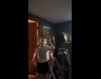 Girl punch punching bag until it fell