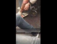 Booo Man in Wheelchair Picks Giant Scab on Subway