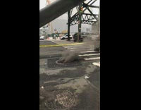 Smoke comes out of street hole 