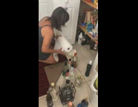 Mom breaks bottle of liquor while cleaning  