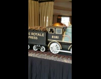 Display of a 32 foot long chocolate train