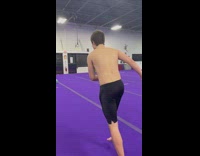Shirtless guy failed to do double backflip