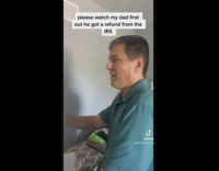 Dad excited about tax refund sings and dances