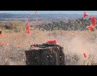 Sliced Watermelon shot by a shotgun in slow motion