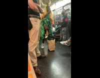 Guy with viking hat and blond wig