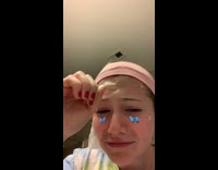 Girl remove beauty mask from face painful