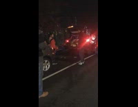 Two guys argue after car crash 