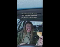 Lady leaves buffet with rangoons in purse 