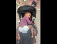 Guy with amputated hand teases toddler girl 