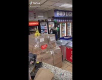 Guy jumps ice cream freezer fake spider