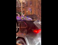 Car deer antler Christmas lights on roof