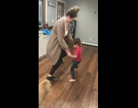 Mom dances with son slips and falls