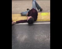 Guy blocks subway doors gets dragged away