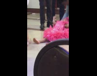 Baby girl pink dress falls backwards fail 