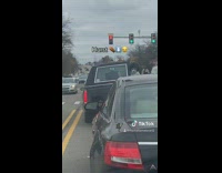 Scary costume guy opens hurst back door traffic