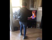 Grandma plays just dance game