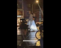 White dress lady cries loudly puppet doll 