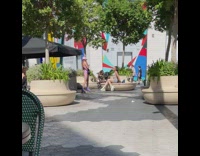 Two women in roller-skates poses at the park Part 2