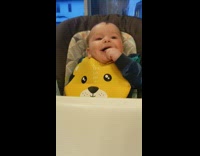 Baby laugh at fart sounds yellow bib