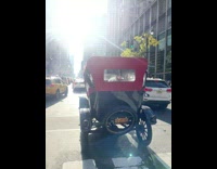Guy drives around a classic vintage car 