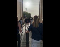 Filmer in school trip hits the pole