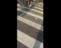 Trash bags on street man throw pillow