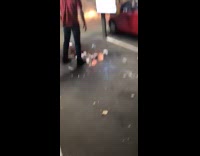 Drive thru server skates drops food