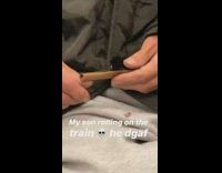 Man rolls and smokes a blunt on subway train