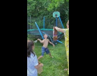 Little kid hits woman while hitting piñata