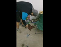 Guy kick and break bottle on the floor