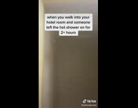 Hotel room ruined by hot water shower left on 