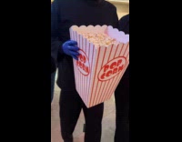 Submitter given popcorn by blue men group