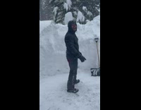 Kid pushes dad and dad tosses kid into the snow