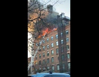 Building roof on fire with black smoke Part 3