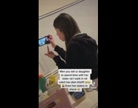 Girl filming video when told to spend time with sister