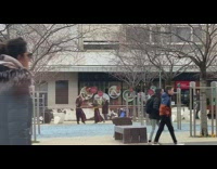 Girls pretend to spar for photo