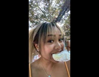 Guy face and mouth covered in white sugar 