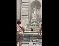Collab WINY - Men swimming on NYPL fountain 