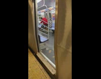 Man rides exercise bike in subway