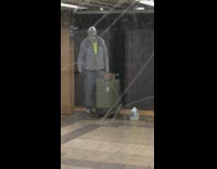 Guy says hi in metallic face paint and shoes 