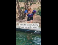 Little boy pool blue floaties billie eilish