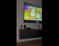 [third party - cartoon] Grey cat sit watch tom and jerry