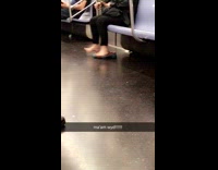 ma'am wyd woman swings bare feet on subway seat
