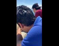 Man reacts on weird angle at beach