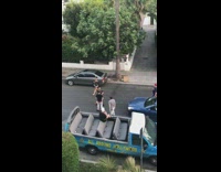 Group of people photo shoot blue car all around Hollywood tour Part 1