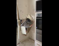 Boy in helmet run to break the wall completely but failed