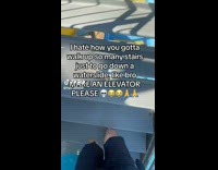 Collab ClipsIG - Man with Floater Walks on Stairs to Waterslide