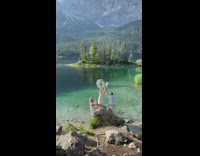 Man woman white outfit 10K balloons pictorial