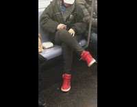 Lady paints nails while riding subway pt. 2 
