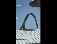 Roller coaster ride passengers stuck on ascent